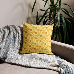 Honey Bee Good Gnome Premium Pillow in Yellow Honeycomb