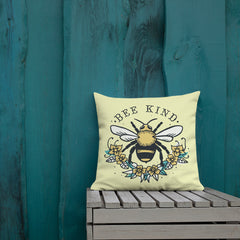 Bee Kind Yellow Premium Pillow for Bedroom, Living Room, Rec Room