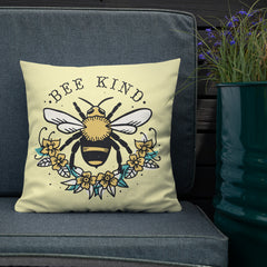 Bee Kind Yellow Premium Pillow for Bedroom, Living Room, Rec Room