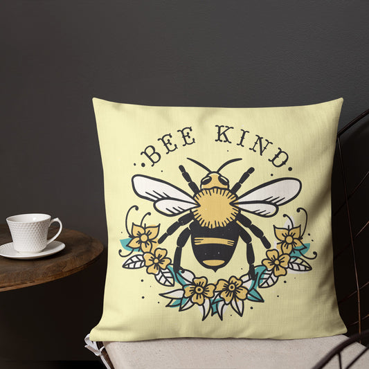 Bee Kind Yellow Premium Pillow for Bedroom, Living Room, Rec Room