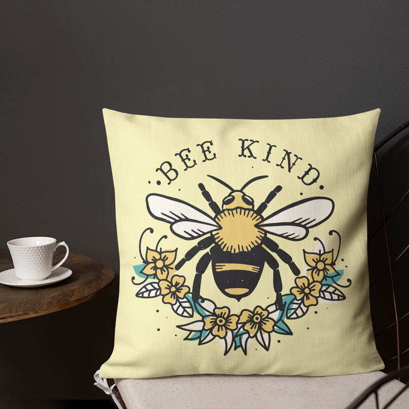 Bee Kind Yellow Premium Pillow for Bedroom, Living Room, Rec Room