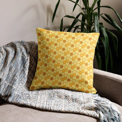 Honey Bee Good Gnome Premium Pillow in Yellow Honeycomb