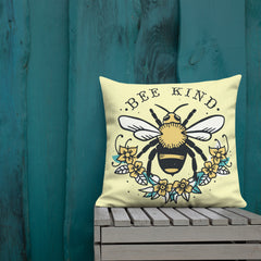 Bee Kind Yellow Premium Pillow for Bedroom, Living Room, Rec Room