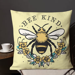 Bee Kind Yellow Premium Pillow for Bedroom, Living Room, Rec Room