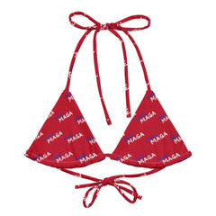 MAGA Make America Great Again recycled padded string bikini top Regular and Plus Size