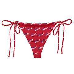 MAGA Make America Great Again recycled padded string bikini bottom Regular and Plus Size