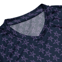 Navy Blue Stars Print Recycled Workout Jersey Regular and Plus Size