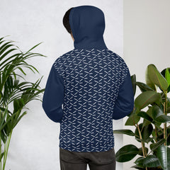 Comfy Navy Confetti Print Long Sleeve Unisex Hoodie with Front Pocket