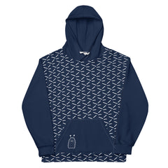 Comfy Navy Confetti Print Long Sleeve Unisex Hoodie with Front Pocket