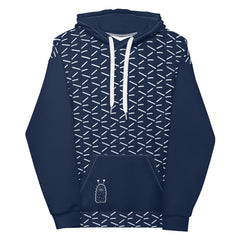 Comfy Navy Confetti Print Long Sleeve Unisex Hoodie with Front Pocket