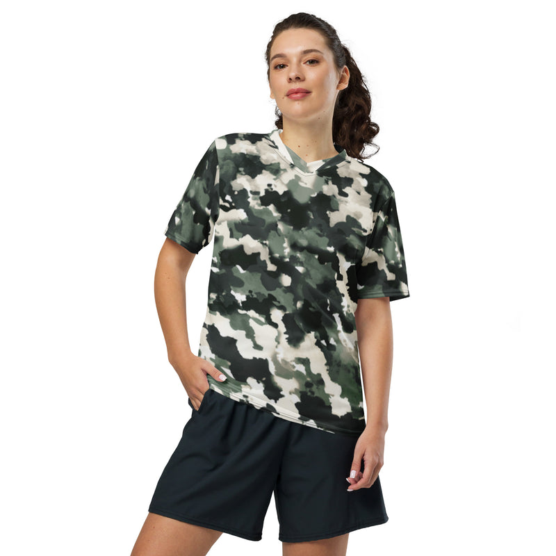 Camoflage Mixed Colors Print Recycled Sports Jersey Regular and Plus Size