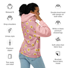 Sunshine Daisies Smiley Faces Unisex zip hoodie Pink and Yellow zippered sweatshirt with hood