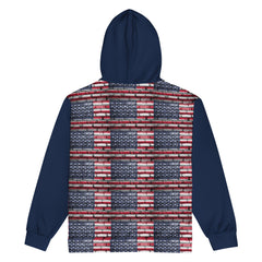 American Flag Patterned Navy Unisex zippered hoodie with Pockets