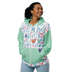 Cat and Mouse Unisex zip hoodie gift for someone who loves cats