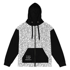 It Costs Nothing to Say Thank You - Thank you in Different Languages Unisex zip hoodie Long Sleeve Black and White Print