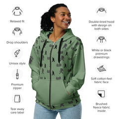 Sasquatch Bigfoot Unisex zip hoodie Regular and Plus Sizes