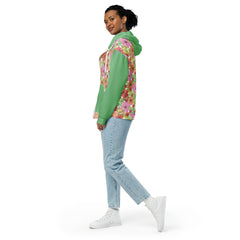 Retro 60's 70's Style Flower Power Green Unisex zip hoodie Vintage Style zippered sweatshirt with hood