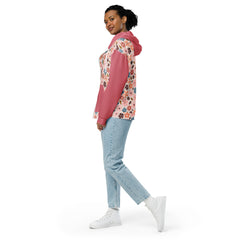 Retro Vintage Style Pink Flowers Long Sleeve Unisex zip hoodie with Pockets