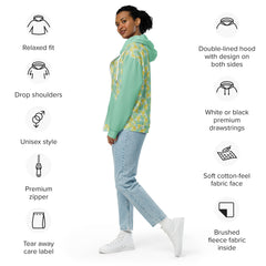 Spring Daffodils Green Long Sleeve Unisex zippered hoodie with Pockets