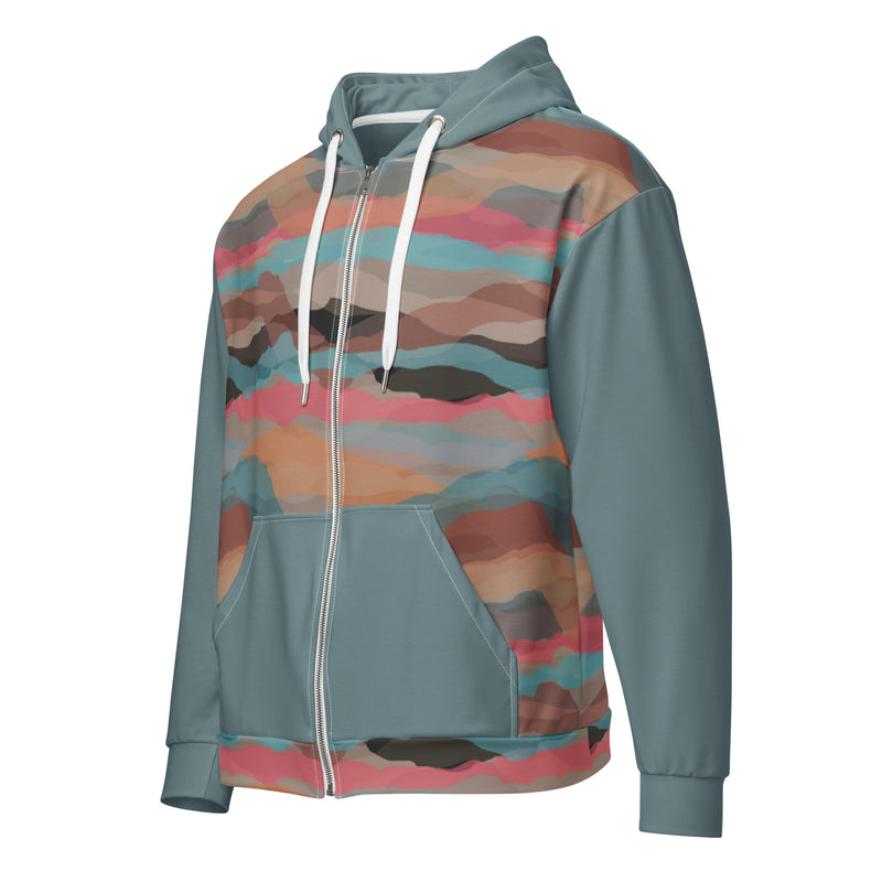 Colorful Abstract Unisex zip hoodie Terra Cotta Earthy Clothing