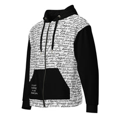 It Costs Nothing to Say Thank You - Thank you in Different Languages Unisex zip hoodie Long Sleeve Black and White Print