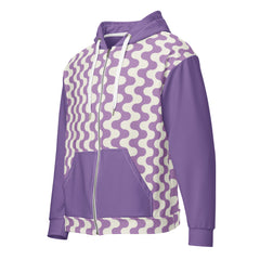 Purple Waves Long Sleeve Unisex zip hoodie with Pockets