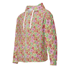 Vintage Style Flowers Unisex zippered hoodie long sleeve with hood