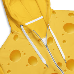 Yellow Cheese and Mouse Unisex zip hoodie gift for someone who loves Cheese