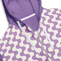 Purple Waves Long Sleeve Unisex zip hoodie with Pockets