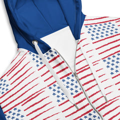 America USA Flag Unisex Zippered Long Sleeve Hoodie with Pocket