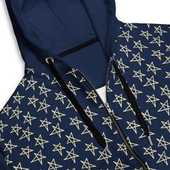 Navy Starry Night Shooting Star Unisex zippered long sleeve hoodie with hood