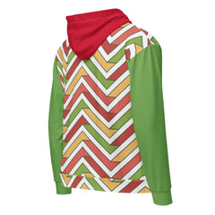 Red and Green Geometric Unisex zip hoodie Abstract style zippered light jacket