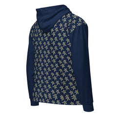 Navy Starry Night Shooting Star Unisex zippered long sleeve hoodie with hood