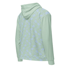 Spring Green Blue Leaves Unisex zippered long sleeve hoodie with hood