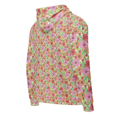 Vintage Style Flowers Unisex zippered hoodie long sleeve with hood