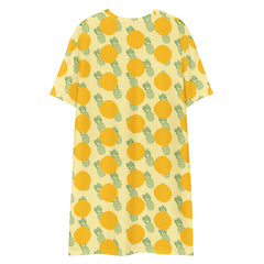 Yellow Pineapple Print T-shirt dress available in Regular and Plus Sizes