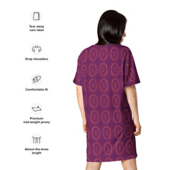 Purple Flipped Rainbow Heart Print T-shirt dress available in Regular and Plus Sizes