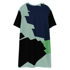 Abstracted Designed Green Black Print T-shirt dress available in Regular and Plus Sizes