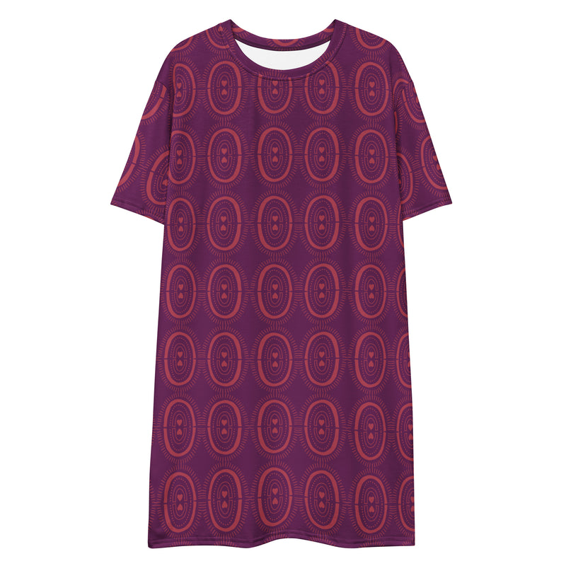 Purple Flipped Rainbow Heart Print T-shirt dress available in Regular and Plus Sizes