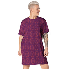 Purple Flipped Rainbow Heart Print T-shirt dress available in Regular and Plus Sizes