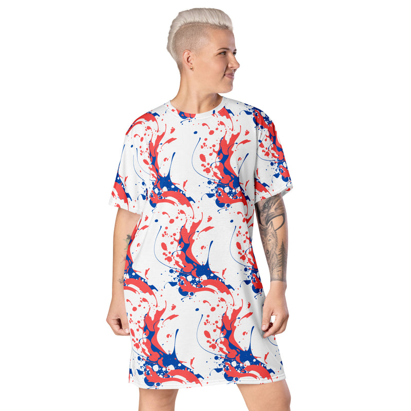 Painter Splash Designed Print T-shirt dress available in Regular and Plus Sizes