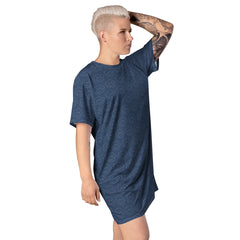 Blue Wonky Smiley Face Print T-shirt dress available in Regular and Plus Sizes