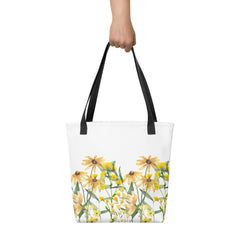 Pressed Wildflowers Yellow Meadow Flowers Tote bag gift for someone who loves flowers Mother's Day