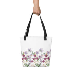 Pressed Purple Meadow Flowers Tote bag gift for gardener, florist or Mother's Day