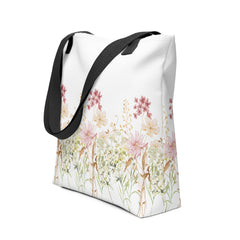 Pressed Pink Meadow Flowers Tote bag gift for gardeners, florists or Mother's Day