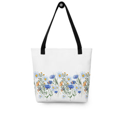 Pressed Blue Meadow Flowers Tote bag gift for florists, gardeners or Mother's Day