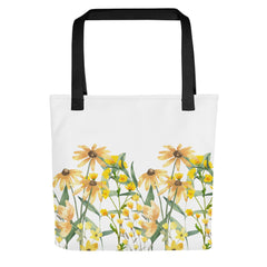 Pressed Wildflowers Yellow Meadow Flowers Tote bag gift for someone who loves flowers Mother's Day