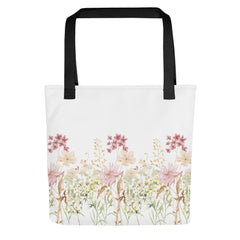 Pressed Pink Meadow Flowers Tote bag gift for gardeners, florists or Mother's Day