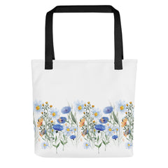 Pressed Blue Meadow Flowers Tote bag gift for florists, gardeners or Mother's Day