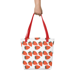 Strawberries All Over Print Tote bag gift for Strawberry Fans Lovers Jam